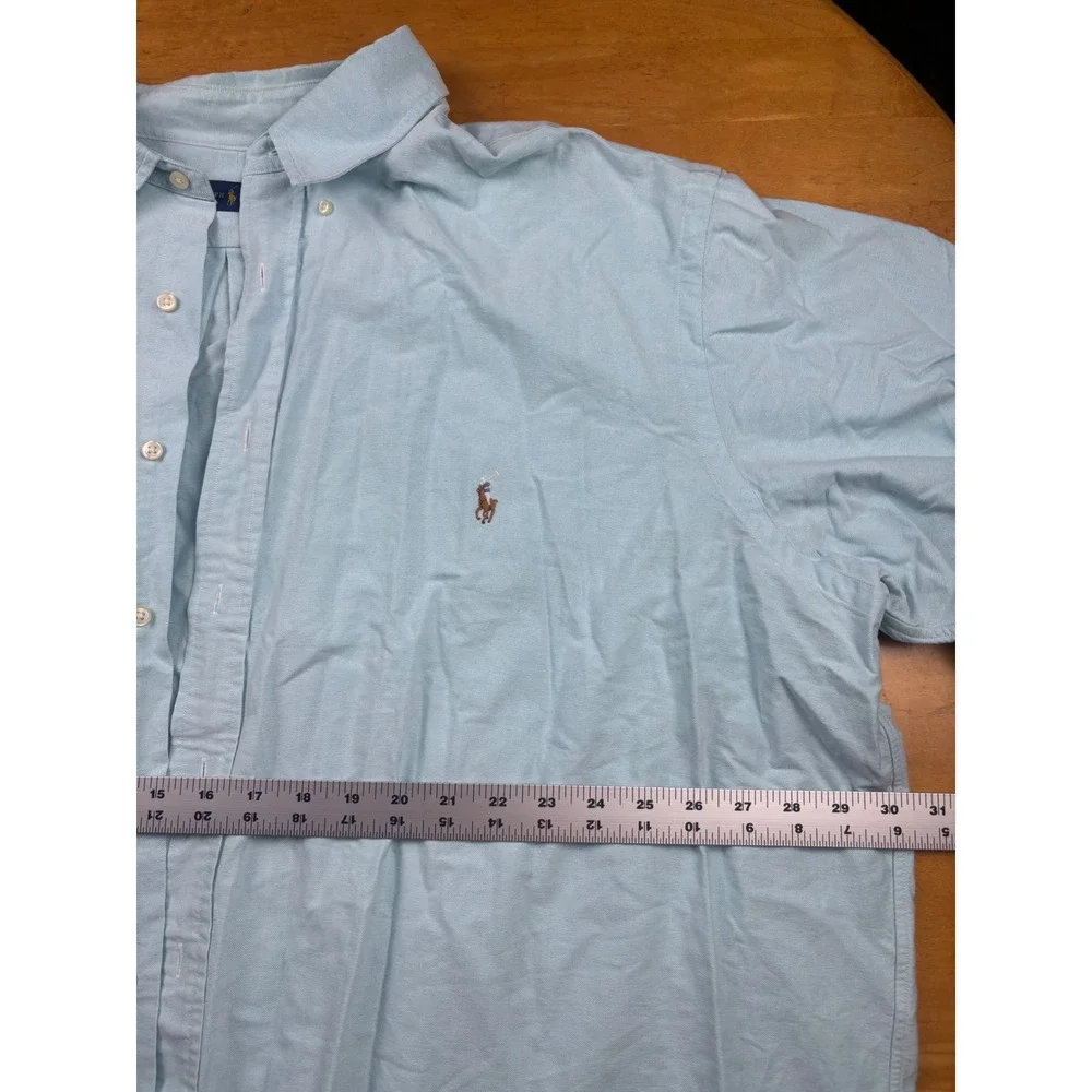 Polo Ralph Lauren Mens 3XB Light Blue Oxford Short Sleeve Button Down Shirt Pony